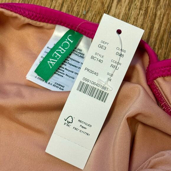 J. Crew Pink Ruched V-Neck One-Piece Size 14 - Picture 10 of 10